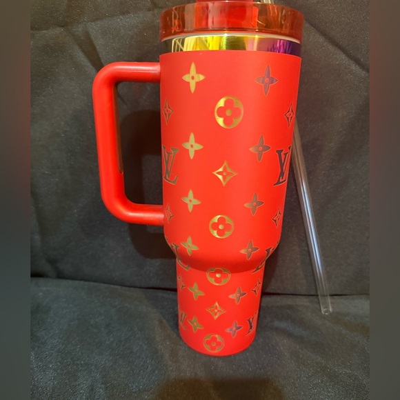 New Stanley 40oz Laser LEngravedV Red Tumbler with Straw *No Original Box* - Picture 6 of 7